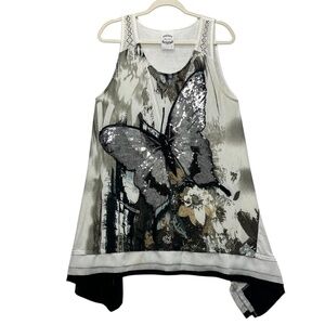 Butterfly Sleeveless Top Women Size Large